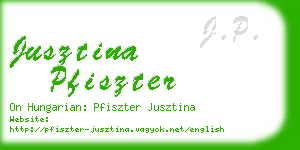 jusztina pfiszter business card